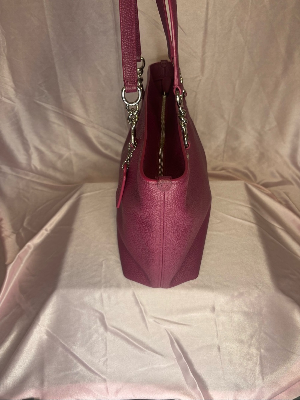 Coach Pebbled Leather Tote in Berry Plum - Picture 3 of 13